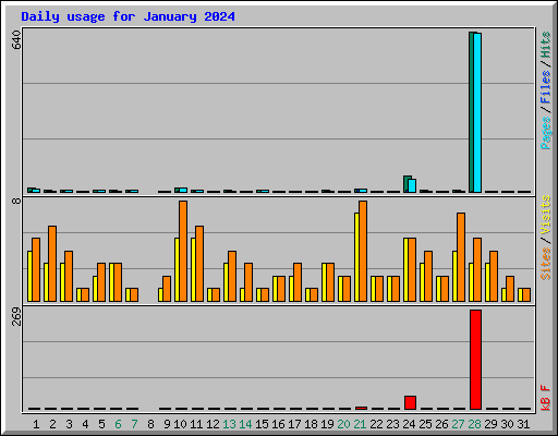 Daily usage for January 2024